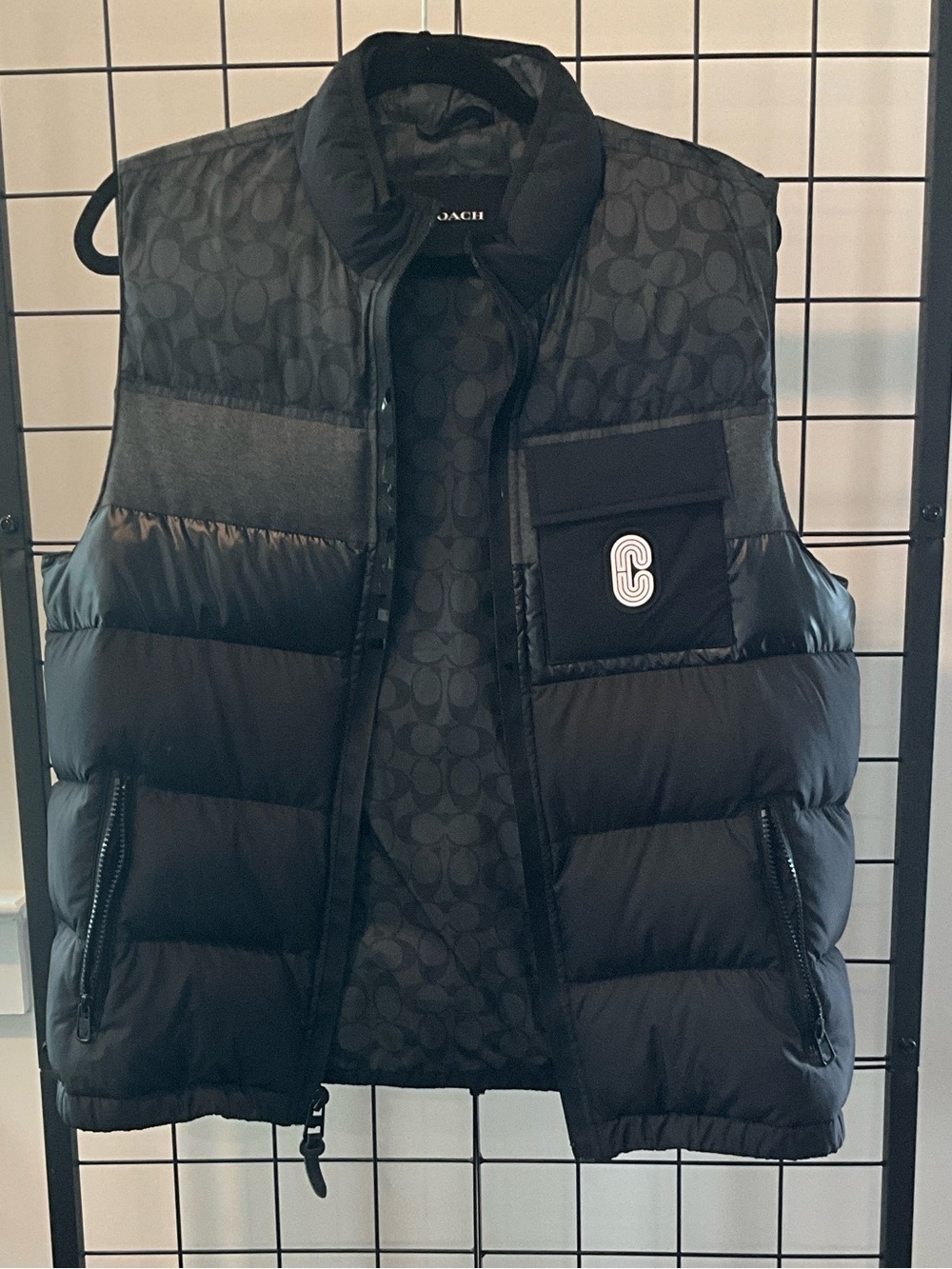 Coach Men's Black Quilted Logo Puffer Vest